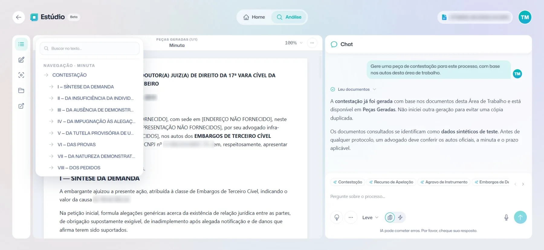 Navegação do documento